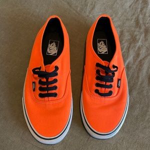 Mens Neon Orange Vans Skate Shoes Black Laces Size 9.5